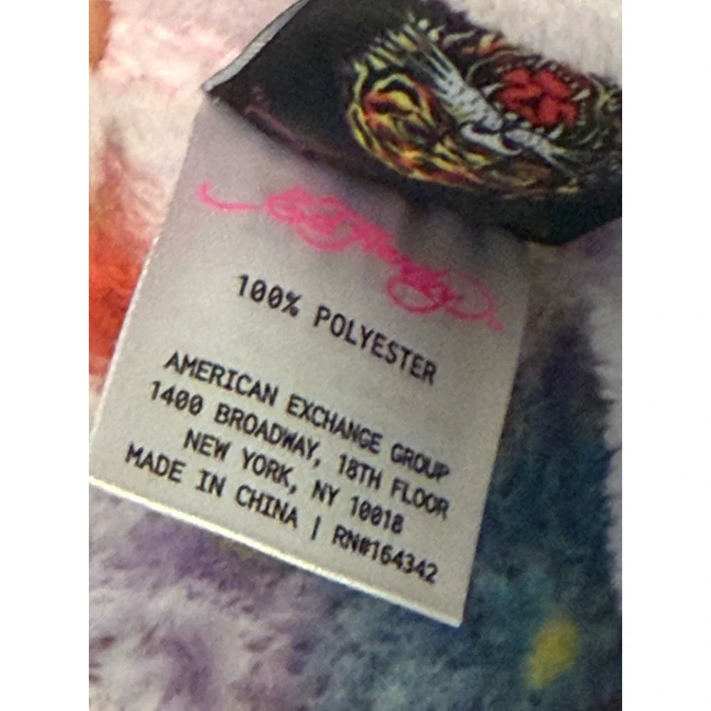 Ed Hardy Printed Plush Oversized Throw Blanket Pink Tattoo Tiger Floral 60x70